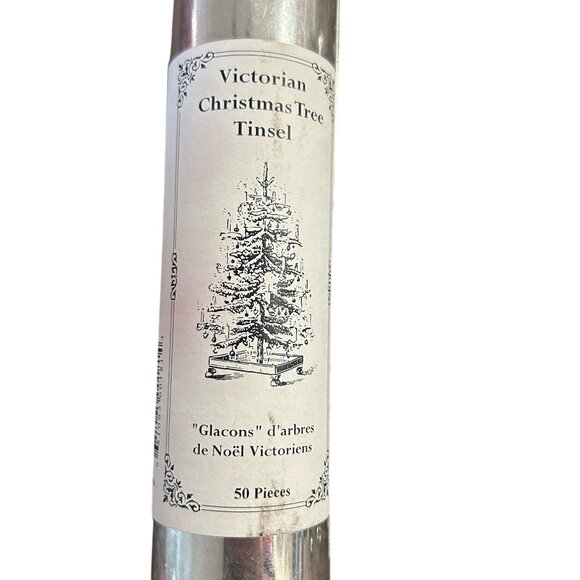 Vtg Victorian Christmas Tree Tinsel Lot of 2 Tins Silver Metal Sparkly Unique - Picture 3 of 4